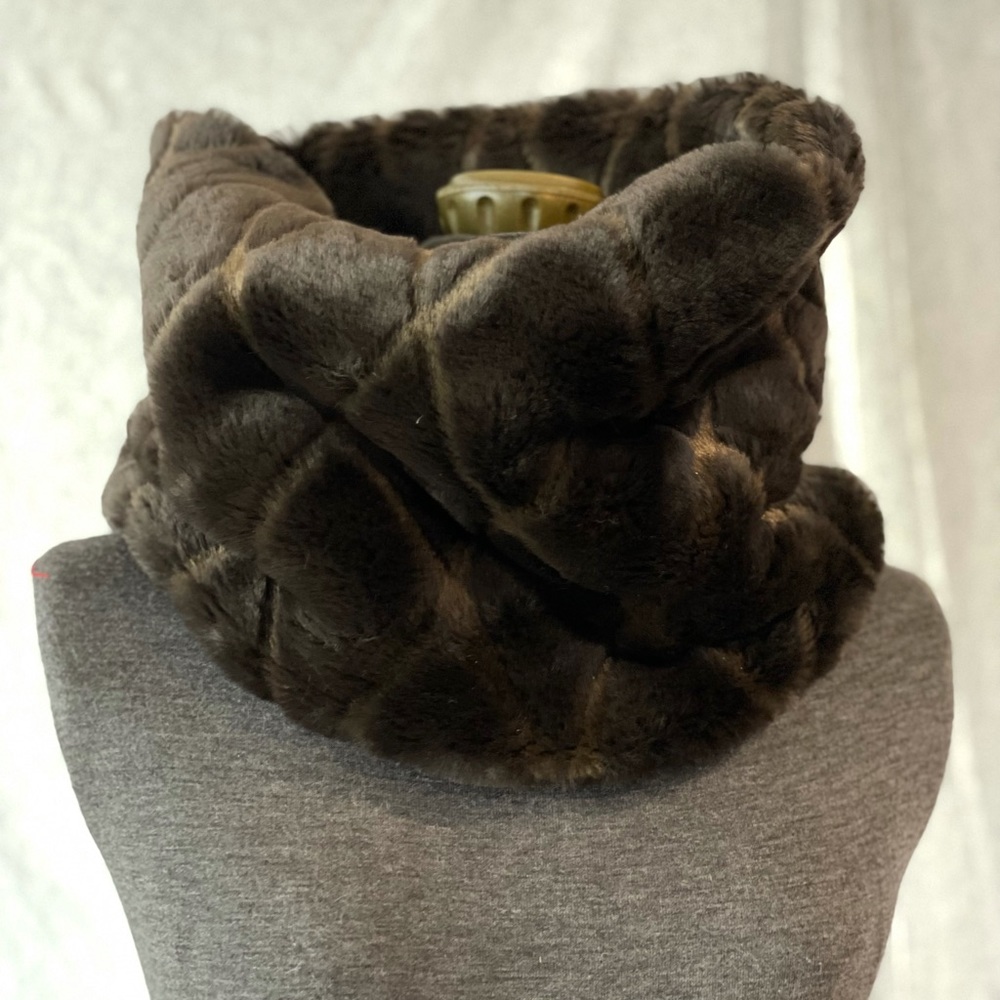 Brown faux fur cowl